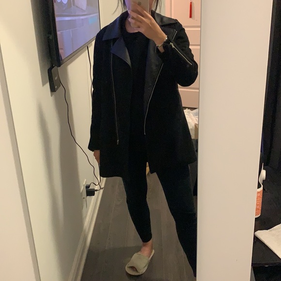 Black faux leather trimmed jacket - Picture 6 of 6